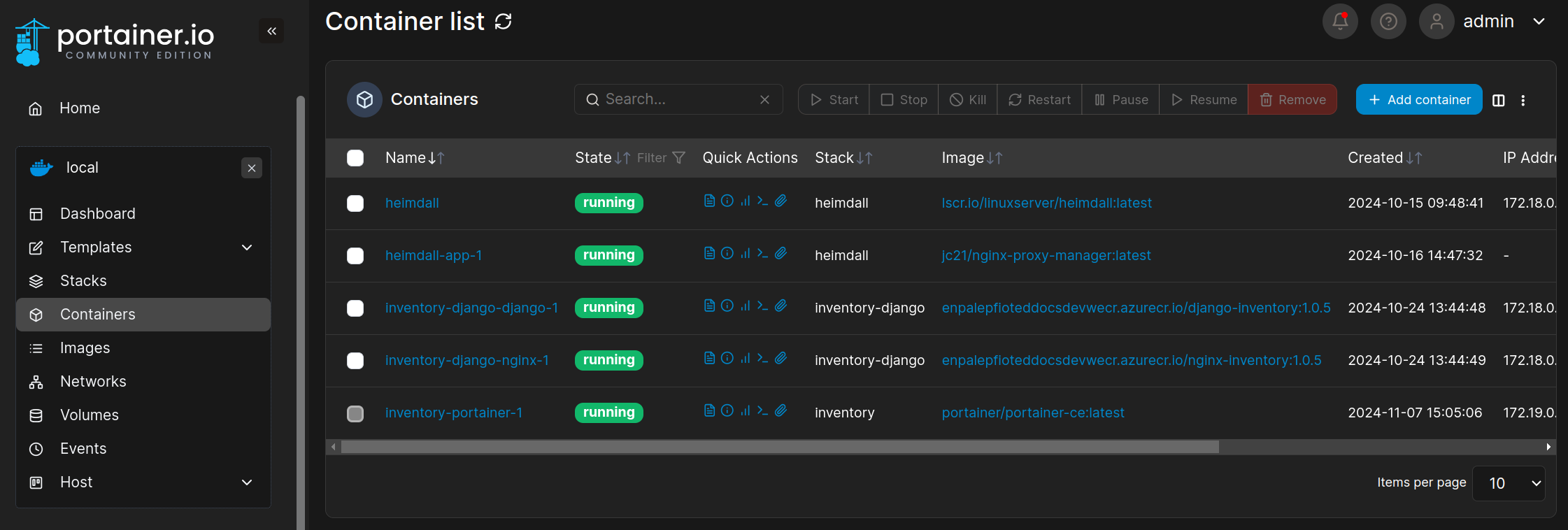 Portainer: Adding a container